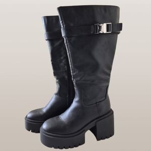 Public Desire Black Chunky Heeled Boots